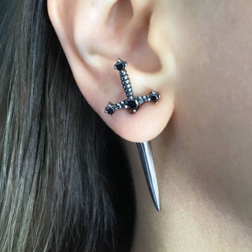 GOTHIC SWORD EARRINGS (PAIR)