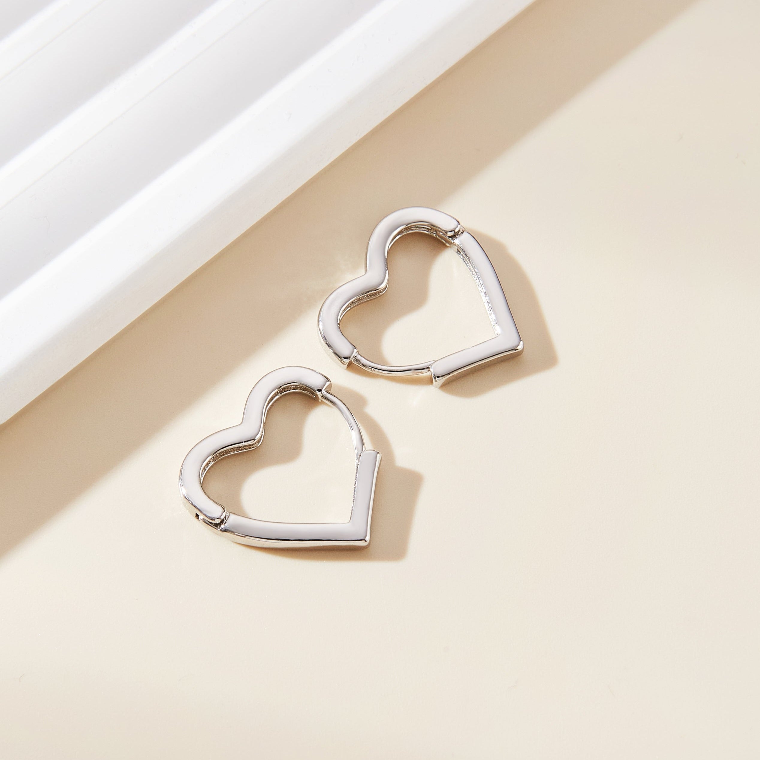 HEART HOOP EARRINGS (PAIR)